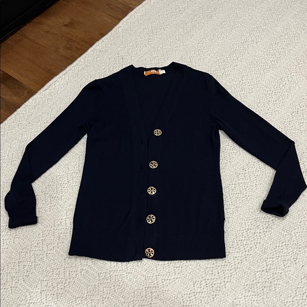 Tory Burch Classic Navy blue Button-Front Women's Cardigan Sweater